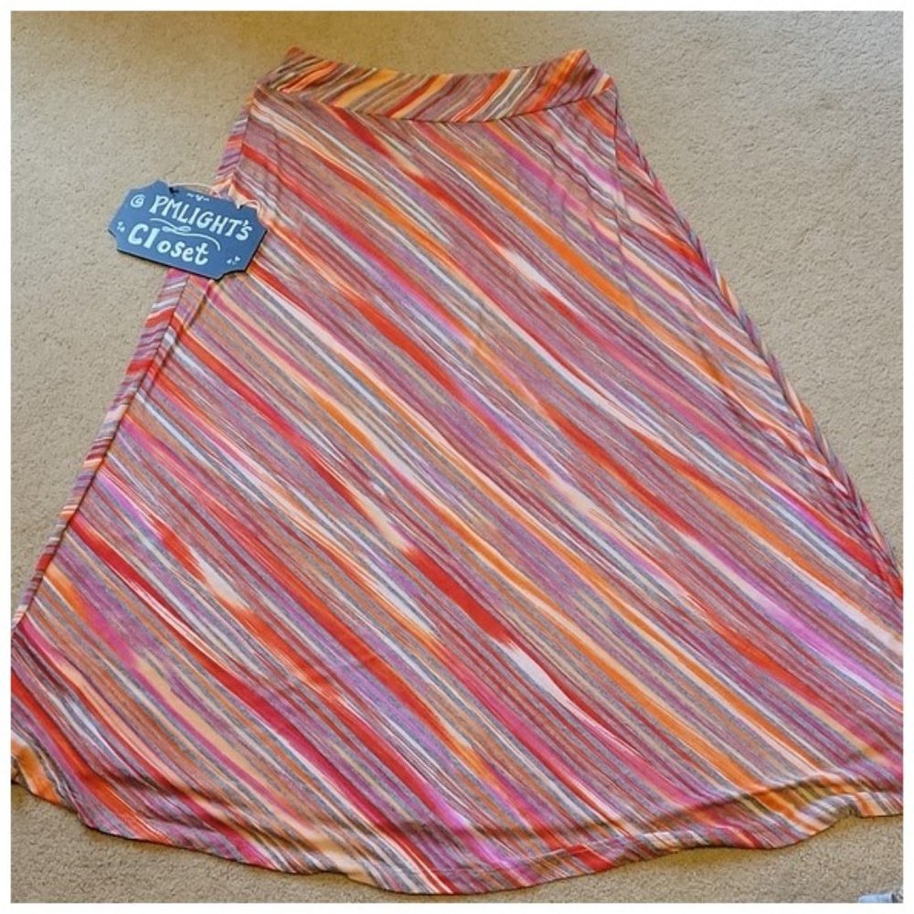New Directions Petite Small Maxi Skirt Striped Multi-Colored A-Line